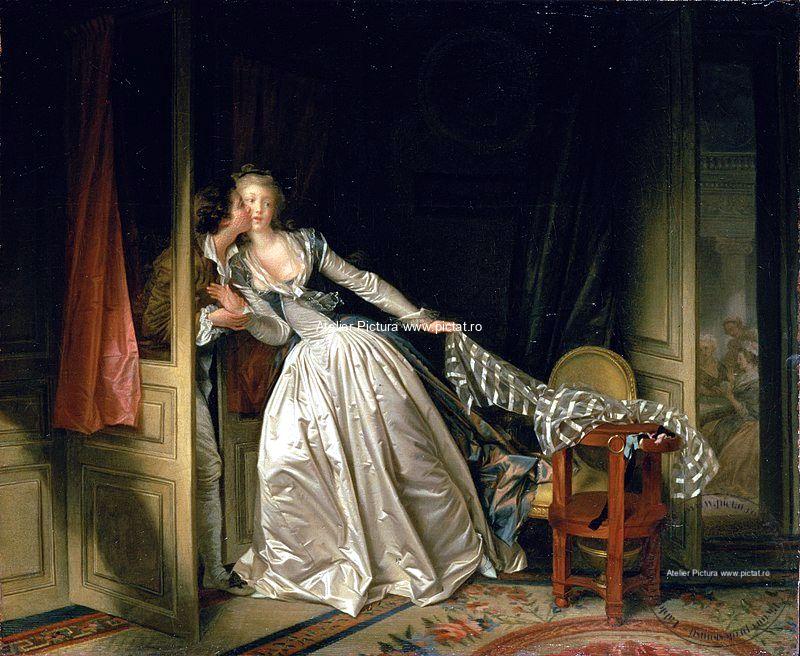 Tablou reproducere celebra Sarutul furat, pictor Jean Honore Fragonard The Stolen Kiss Tablouri la comanda, picturi realizate la comanda