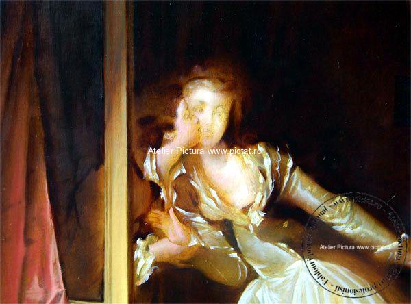 Reproduceri tablouri pictate Picturi reproduceri celebre, Tablou Sarutul furat, pictor Jean Honore Fragonard The Stolen Kiss, Tablouri pictate la comanda