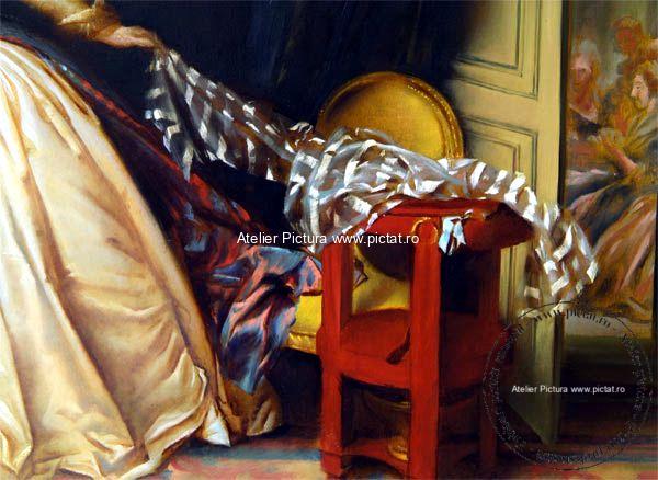 Tablouri reproduceri celebre, Tablou Sarutul furat, pictor Jean Honore Fragonard The Stolen Kiss, Tablouri pictate la comanda