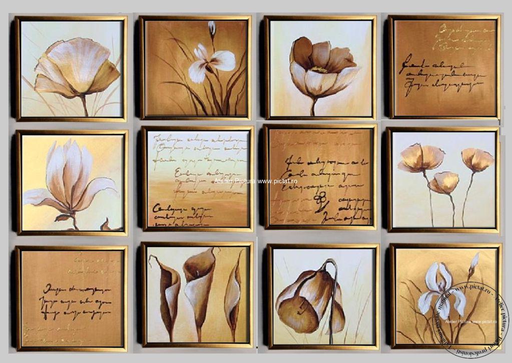 Tablouri pictate manual Tablouri set, tablouri abstracte cu mesaje personalizate cu textul dumeavoastra
