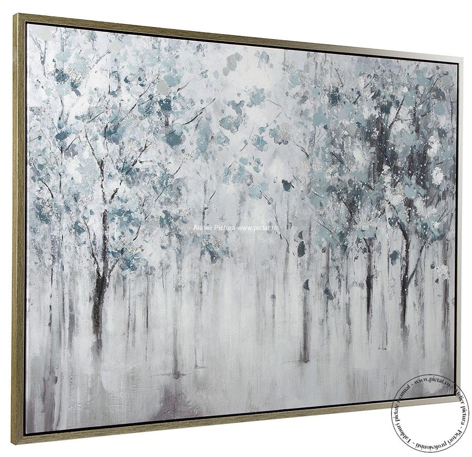 Tablou pictat manual Tablou abstract modern, Tablou cu flori de gheata