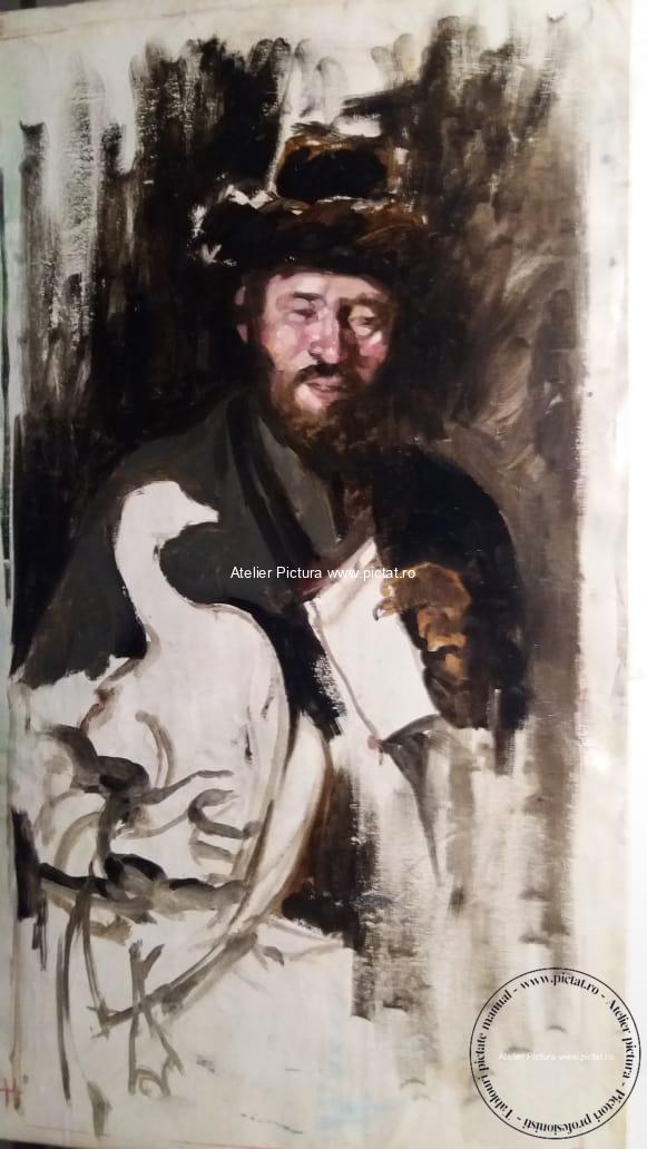 Nicolae Grigorescu, pictor român Tablou reproducere celebra, picturi celebre Romanesti Evreu cu petitie, Evreu cu gasca Nicolae Grigorescu 1