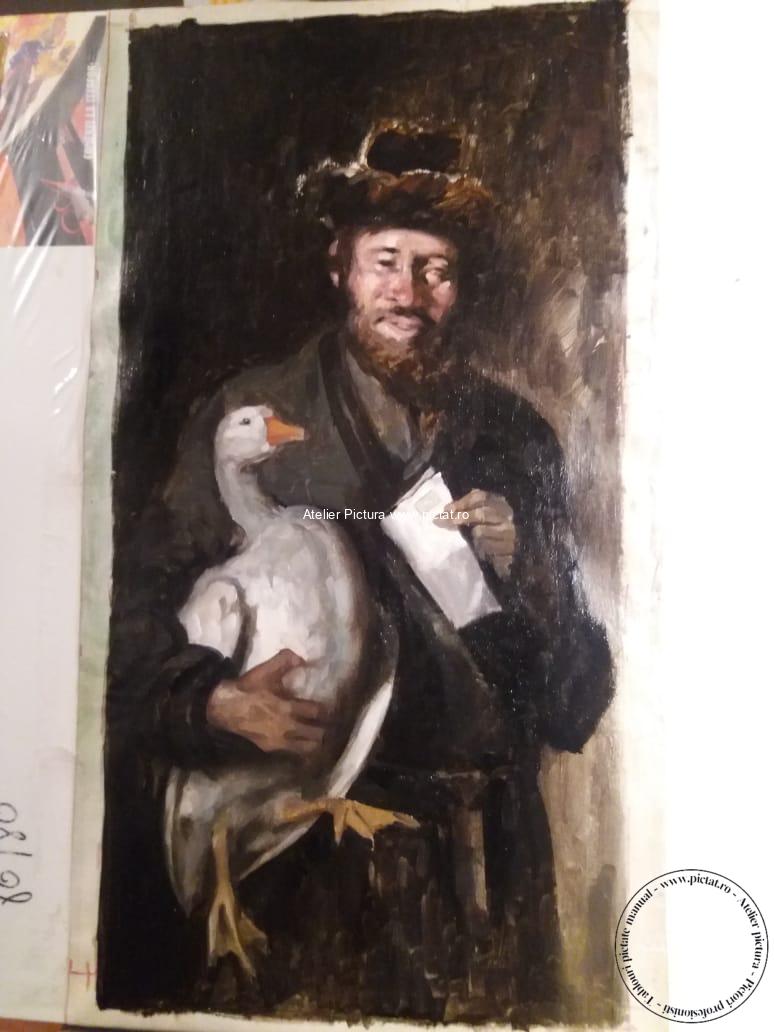 peisagist şi portretist, Nicolae Grigorescu Tablou reproducere celebra, picturi celebre Romanesti Evreu cu petitie, Evreu cu gasca Nicolae Grigorescu 1