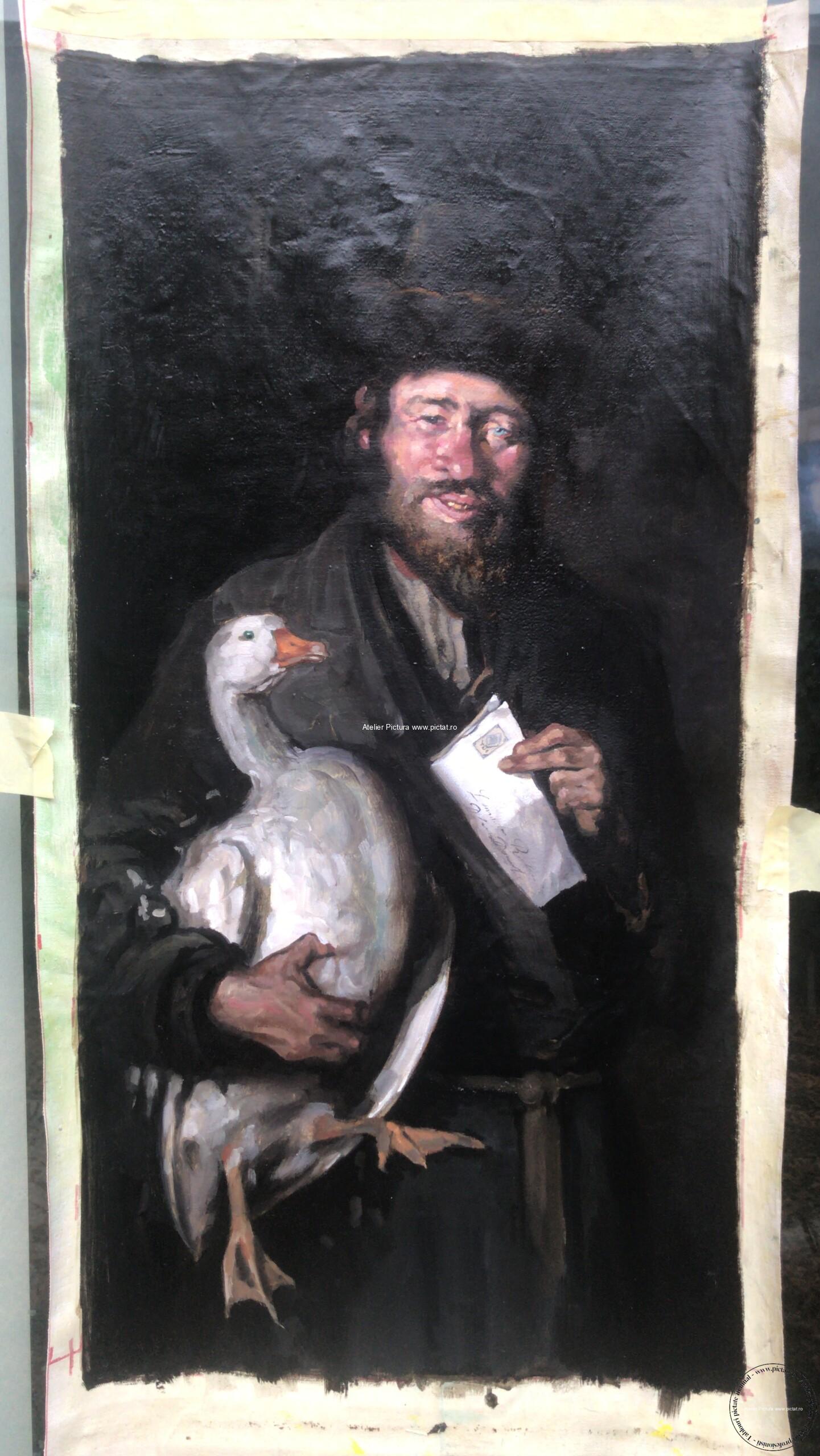 picturi semnate de Grigorescu Tablou reproducere celebra, picturi celebre Romanesti Evreu cu petitie, Evreu cu gasca Nicolae Grigorescu 1