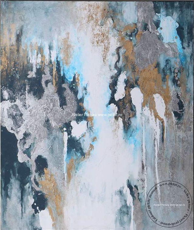 Tablouri pictate manual, Tablou peisaj abstract Marmura Toros Top Blue - imagine 2