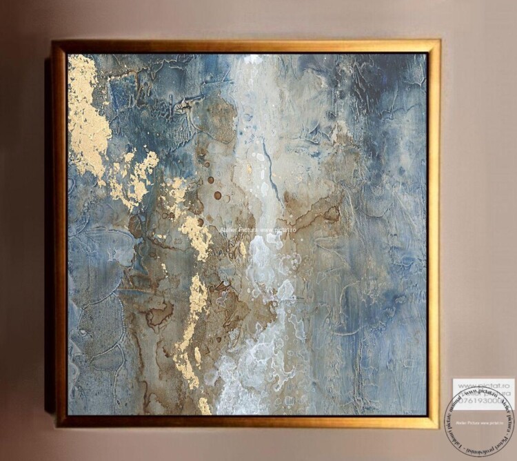 Peisaj cer senin, Pictura abstracta, tablouri sufragerie moderne, tablou sufragerie, tablou birou, Idei cadouri, tablou abstract modern