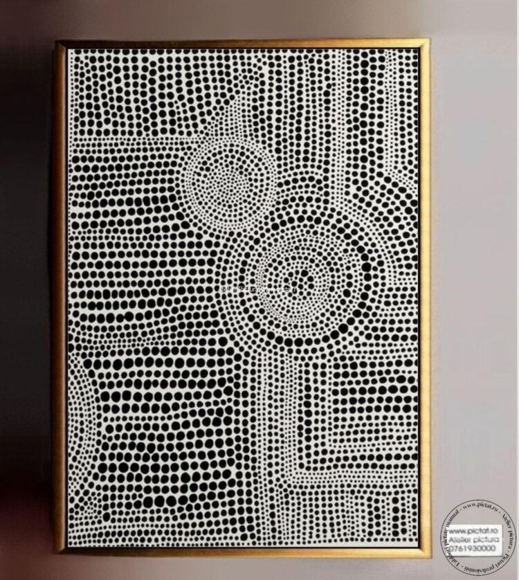 Tablou pictat manual Puncte, Pictura abstracta moderna, Pointulism