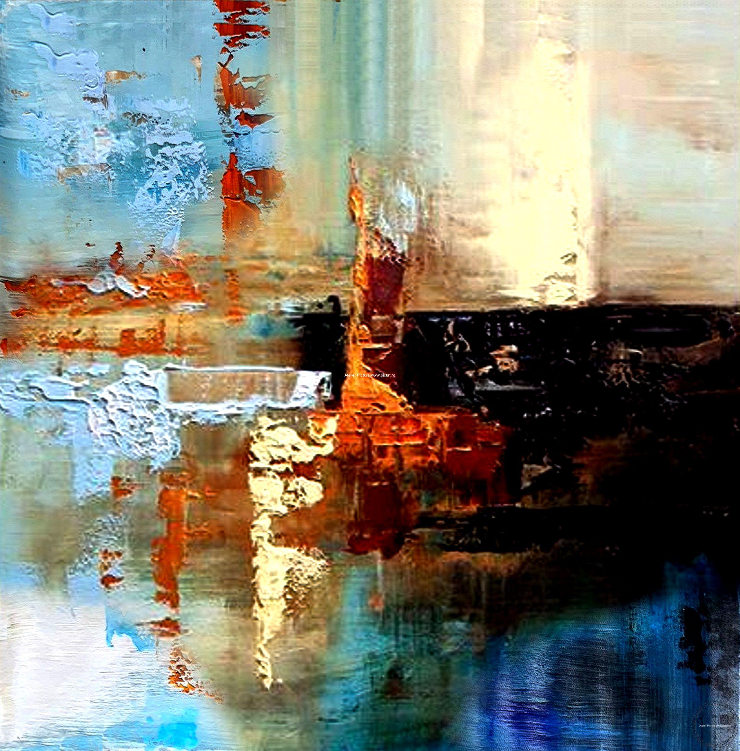 Tablou abstract pictat manual ulei pe panza Pictura in relief Tablou pictat in cutit Cadouri de lux, Cadouri unice, Cadouri originale