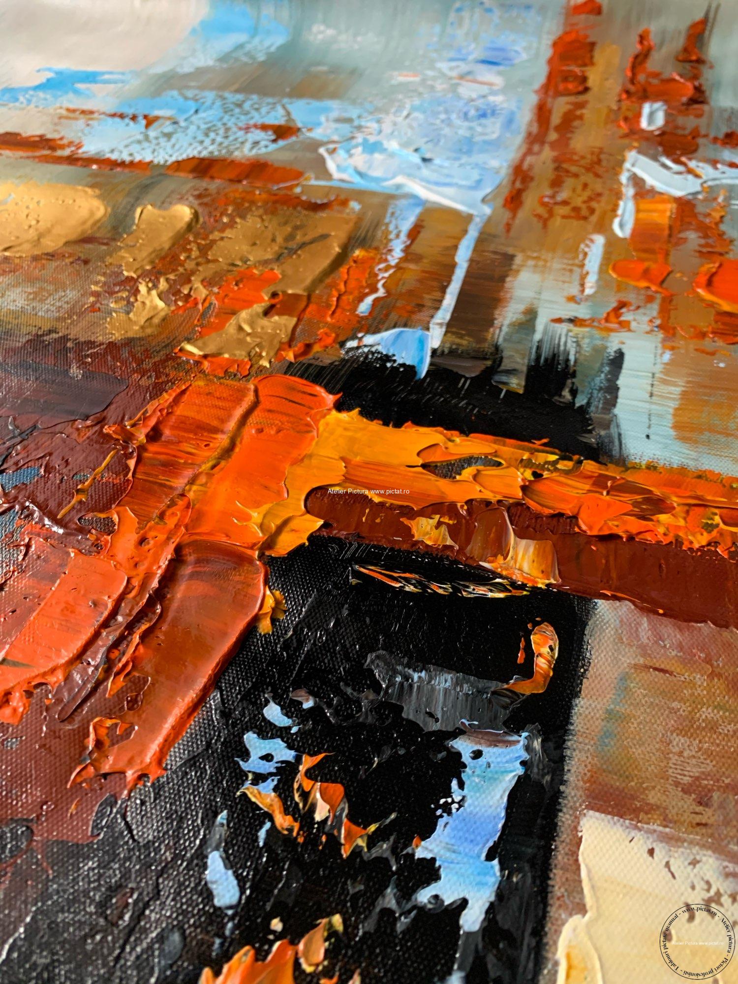 Tablou abstract pictat manual ulei pe panza Pictura in relief Tablou pictat in cutit Cadouri de lux, Cadouri unice, Cadouri originale