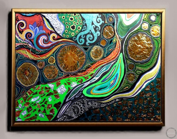 Tablou pictat manual Tablou Abstract foita aur Tablou Gustav Klimt Tablou birou, tablou dimensiune mare, tablou modern