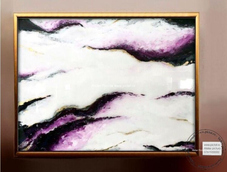Tablou pictat manual Tablou abstract, Cerul, Tablou modern marmurat epoxidic