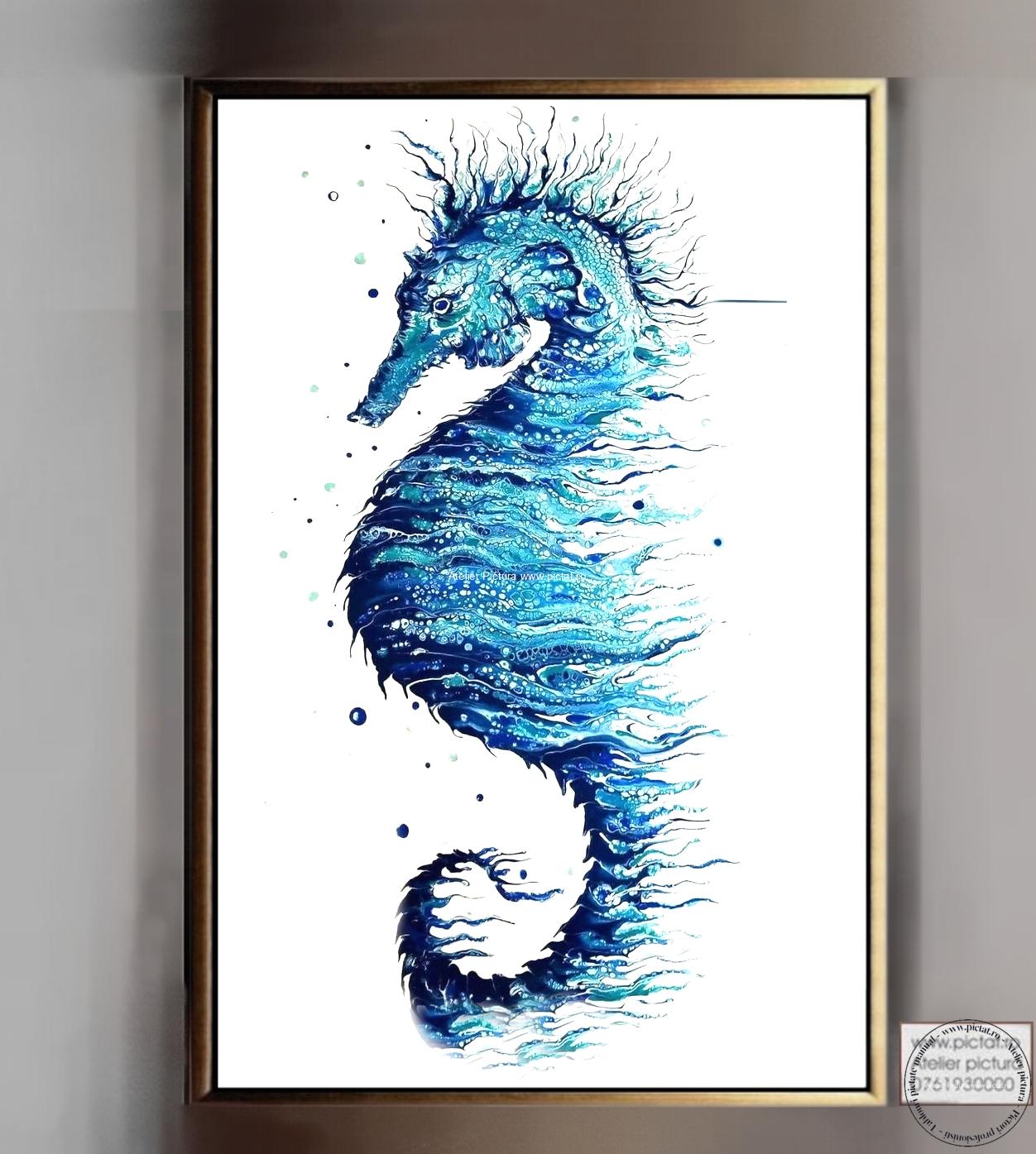 Tablou pictat manual Tablou abstract modern, Tablou cal de mare