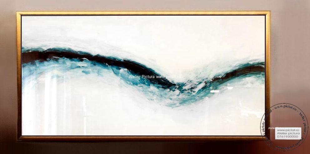 Tablou pictat manual Tablou abstract modern, Unde, Tablou epoxidica