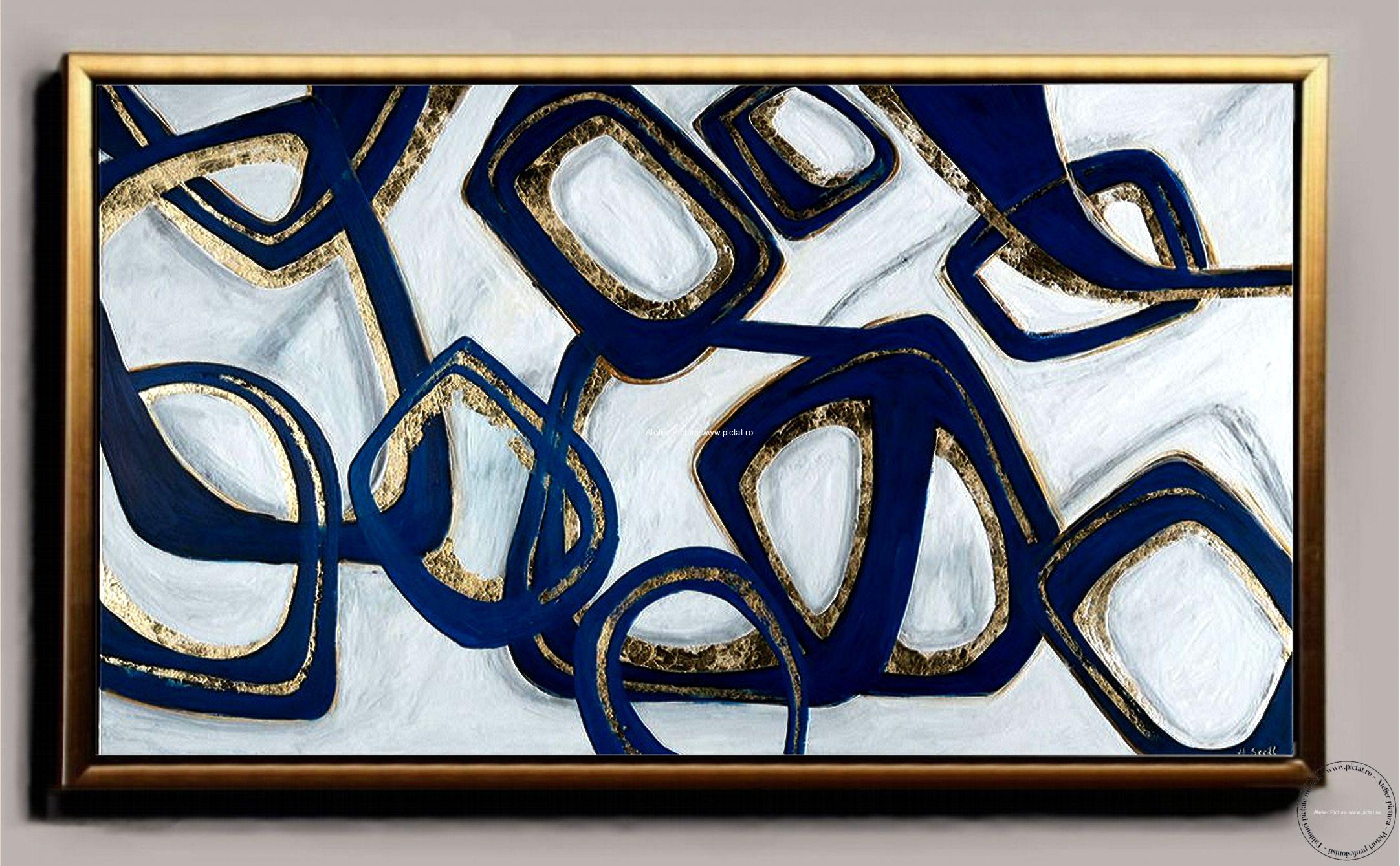 Tablou pictat manual Tablou abstract modern, cubism, Fuziune