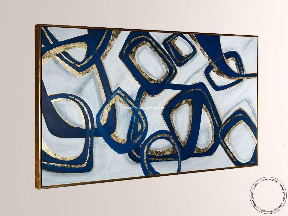 Tablou pictat manual Tablou abstract modern, cubism, Fuziune - imagine 2