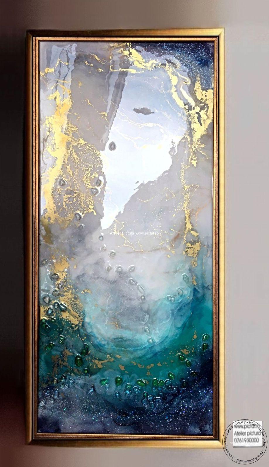 Tablou pictat manual Tablou abstract modern epoxidica, Euforie