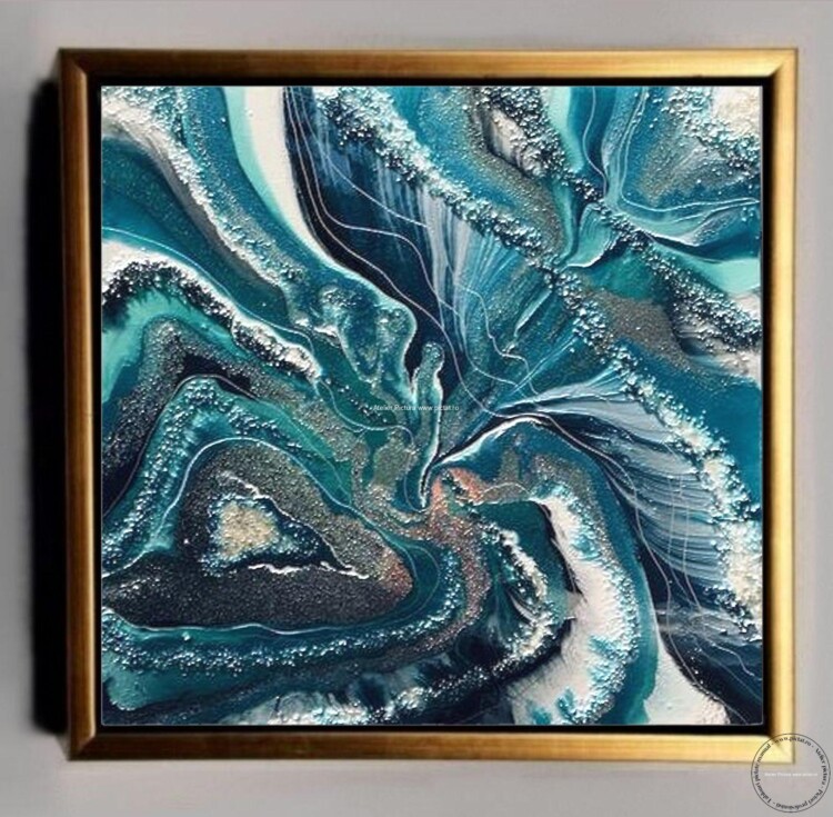 Tablouri pictate manual, Tablou modern abstract, Marmura cu filon de argint