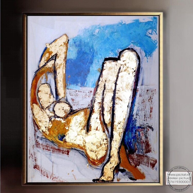 Tablouri pictate manual, Tablou nud abstract, pictura texturata reliefata