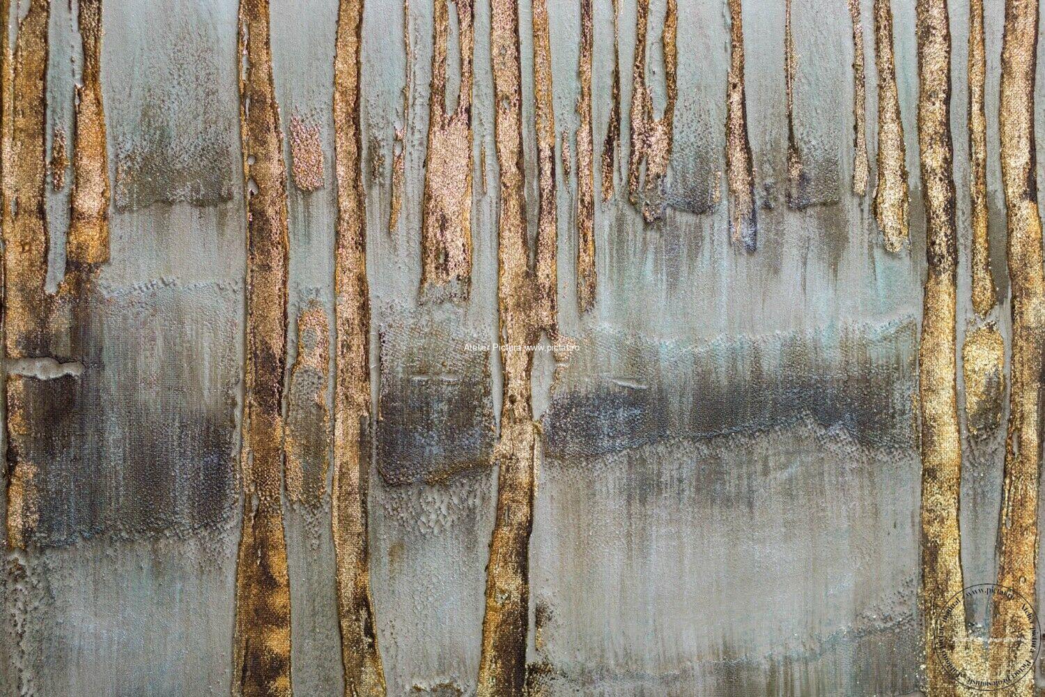 Tablou peisaj abstract cu copac auriu, tablouri copaci, tablouri copac, tablouri pictate cu copaci, Tablouri living, tablouri sufragerie, tablouri birou