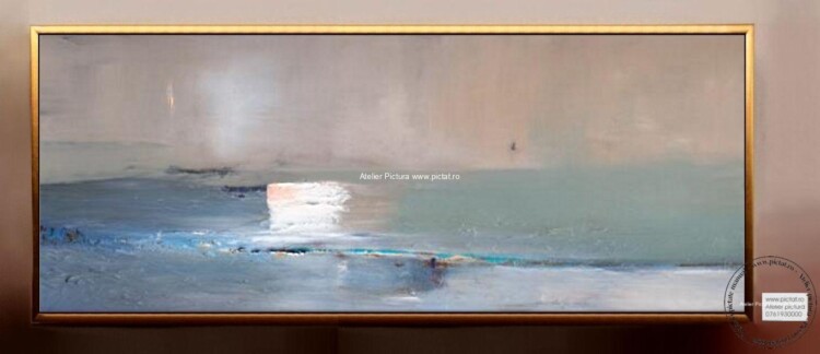 Tablouri pictate manual, Tablou peisaj marin abstract, Tablou cu rasarit