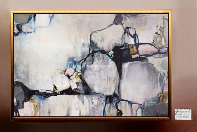 Tablou pictat manual Pictura abstracta. Tablou abstract modern marmurat