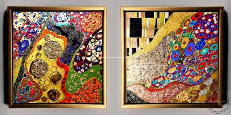Tablouri pictate manual, Set 2 tablouri Gustav Klimt The water snakes