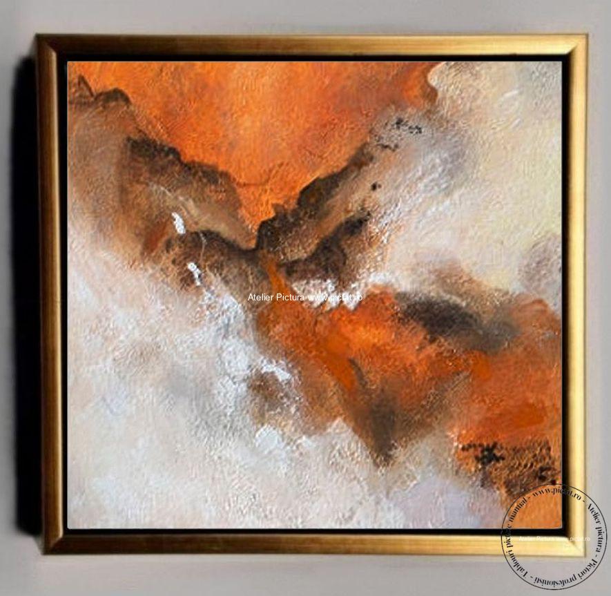 Tablou pictat manual Tablou abstract portocaliu oranj