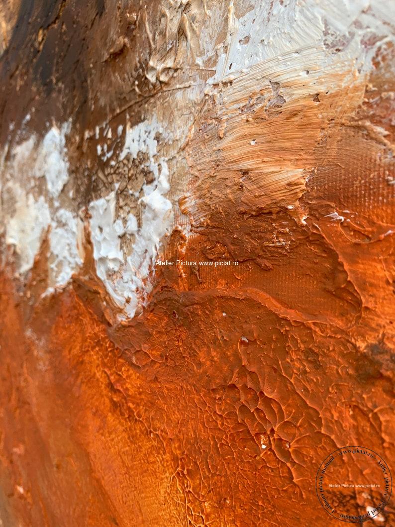 Tablou pictat manual Tablou abstract portocaliu oranj - imagine 5