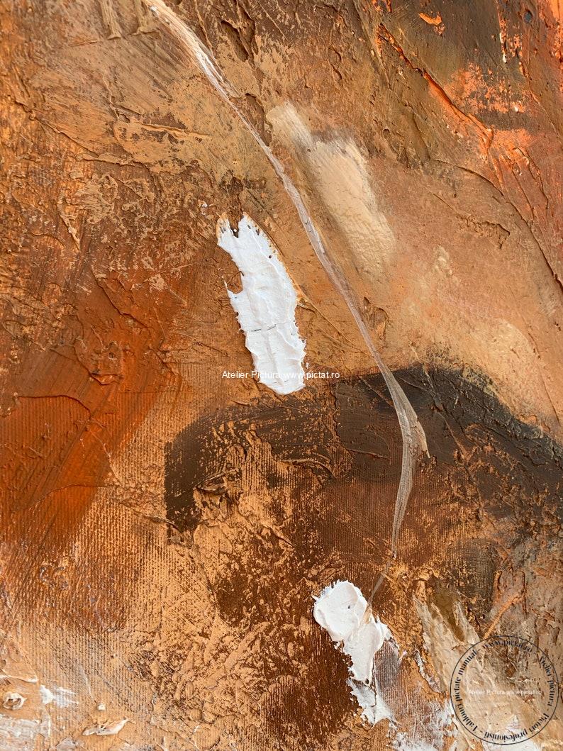 Tablou pictat manual Tablou abstract portocaliu oranj - imagine 6
