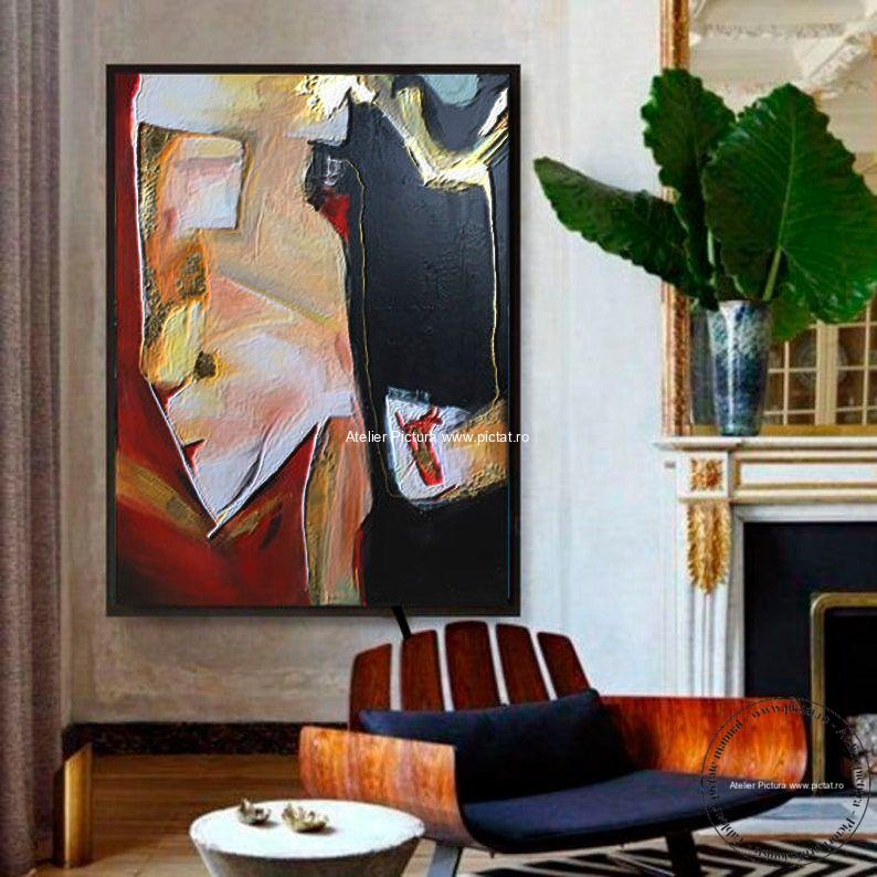 Tablouri pictate manual, Tablou abstract modern culori vii