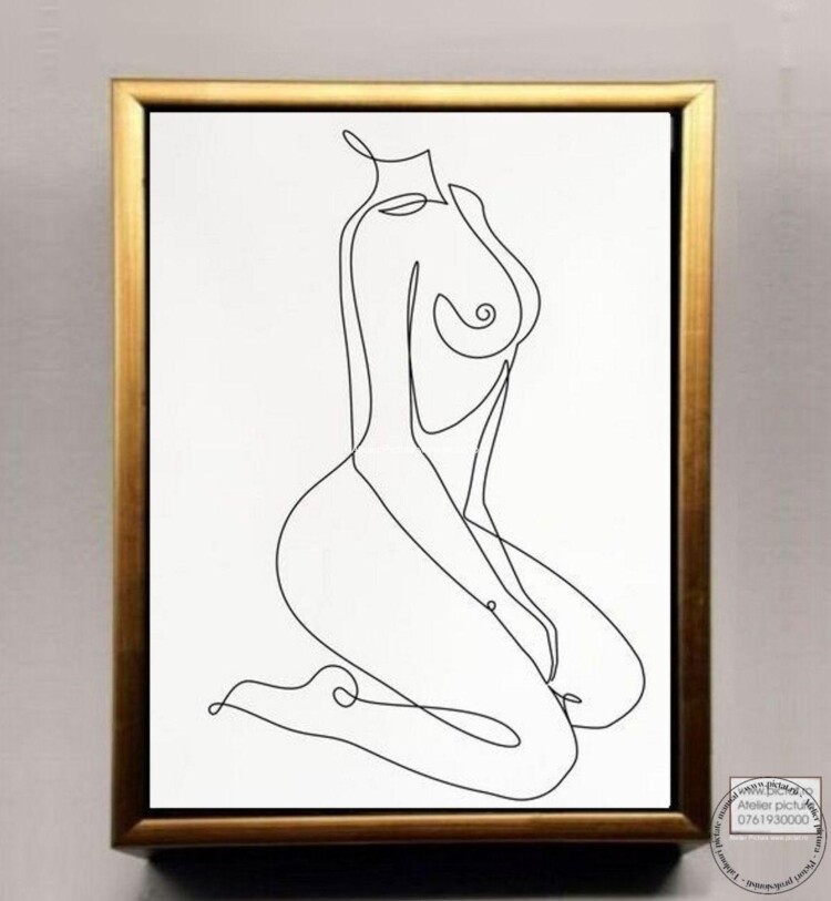 Tablouri pictate manual, Tablou nud minimalist abstract contemporan