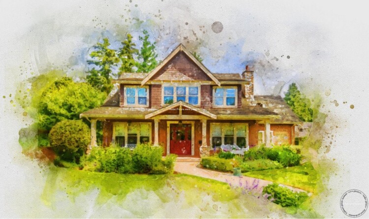 Tablouri pictate manual, tablou cu casa de la tara, tablou cu prima ta casa, tablou personalizat dupa poza casei tale, tablouri living, tablouri moderne.