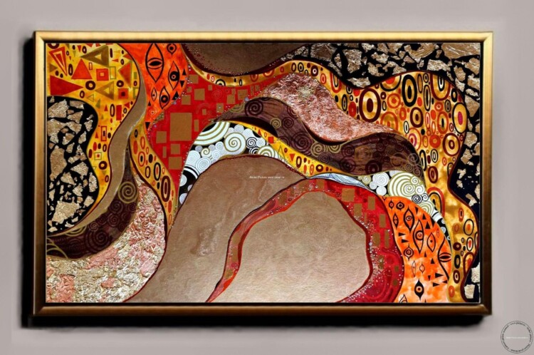 Tablouri pictate manual, Oriental Shin Gustav Klimt, Tablou Abstract modern