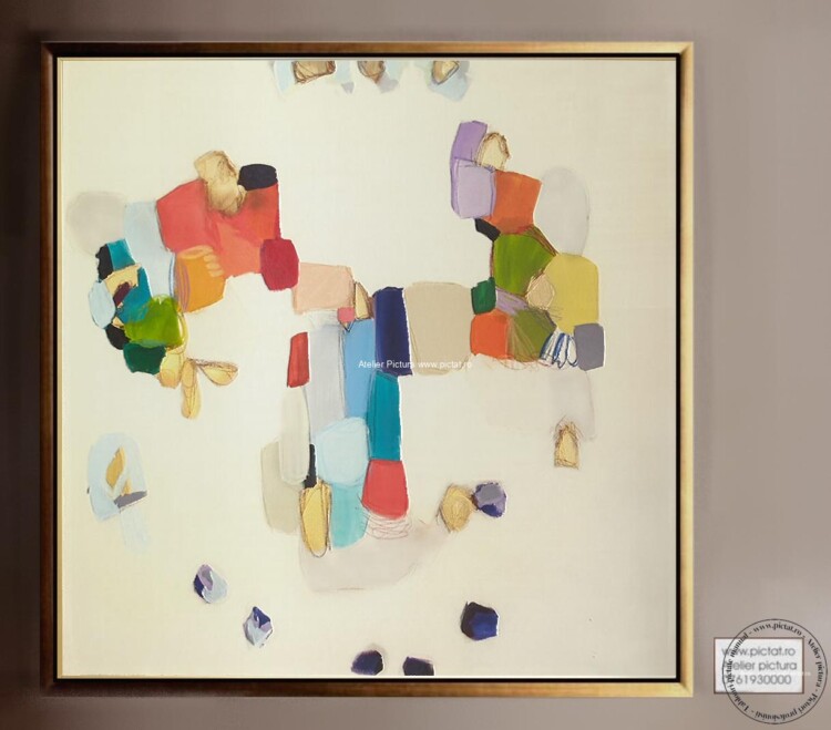 Tablouri pictate manual, Tablou abstract modern colorat, dimensiune mare