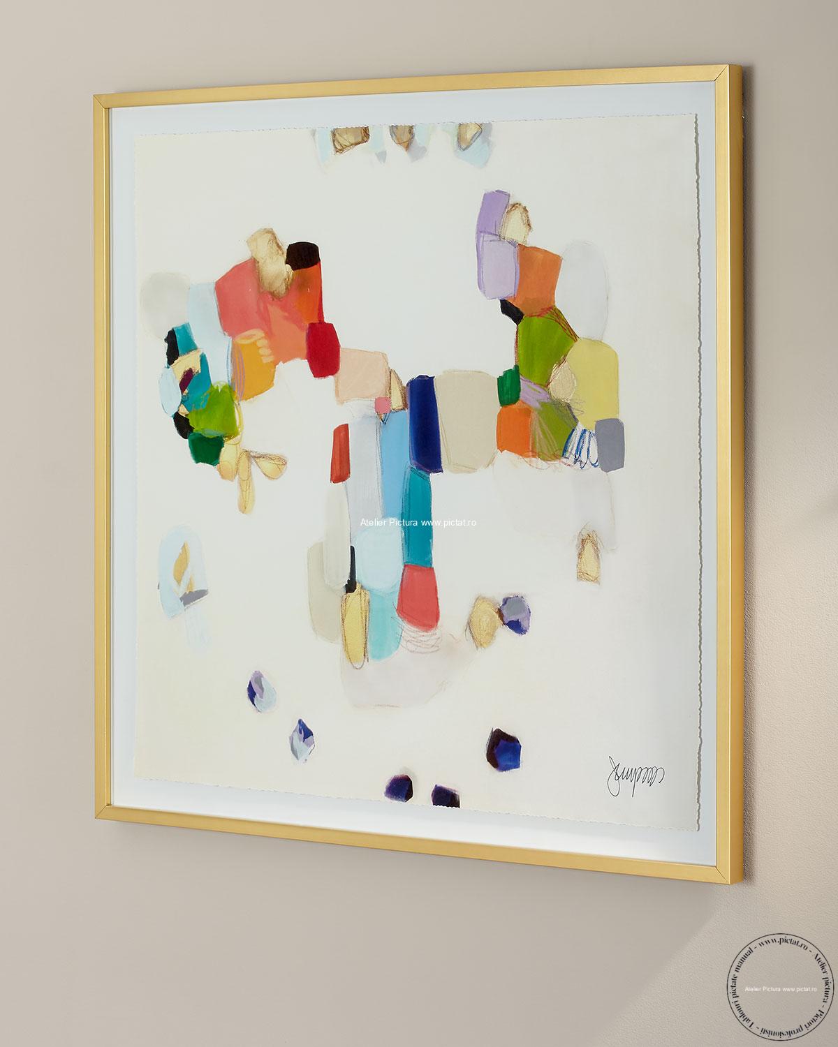 Tablouri pictate manual, Tablou abstract modern colorat, dimensiune mare