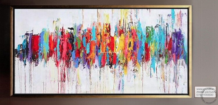 Tablouri pictate manual, Tablou peisaj abstract in cutit, Tablouri decorative
