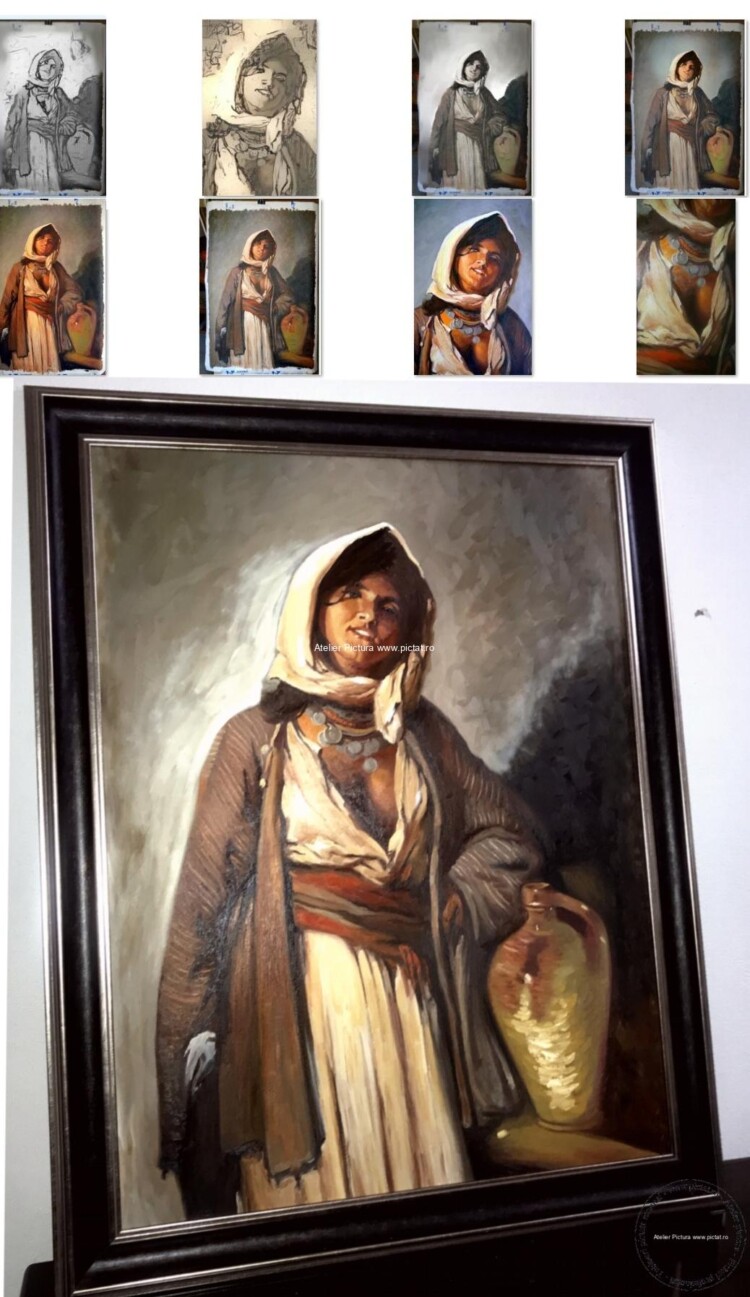 Țiganca de la Ghergani (pictură de Nicolae Grigorescu) Tablouri pictate manual, Tiganca de la Ghergani Nicolae Grigorescu tablou abstract clasic, tablouri pictate de vanzare.
