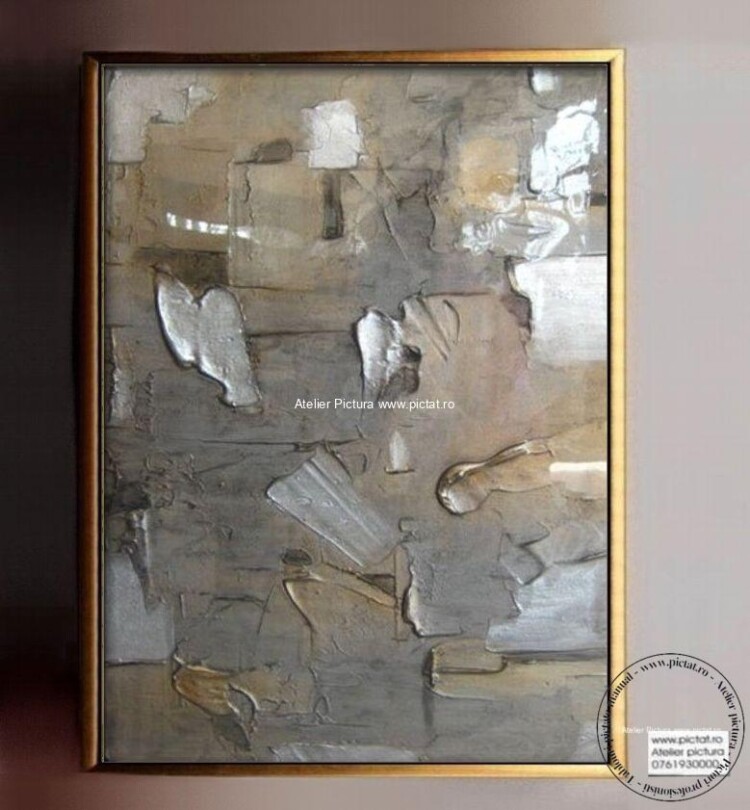 Tablou pictat manual Pictura abstracta in cutit. Tablou modern