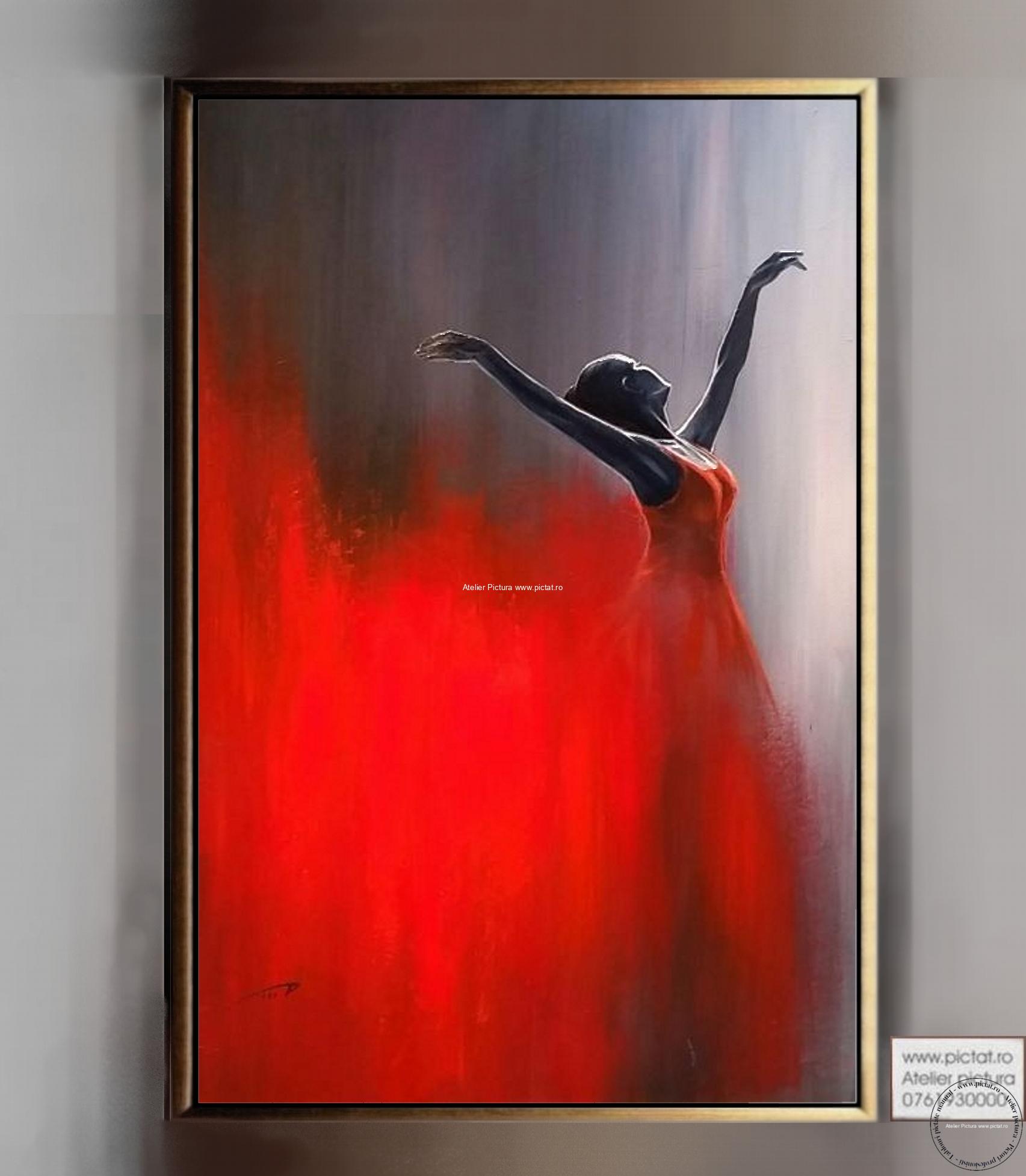 Tablouri pictate manual, Balerina, Tablou abstract modern, Pictura minimalista