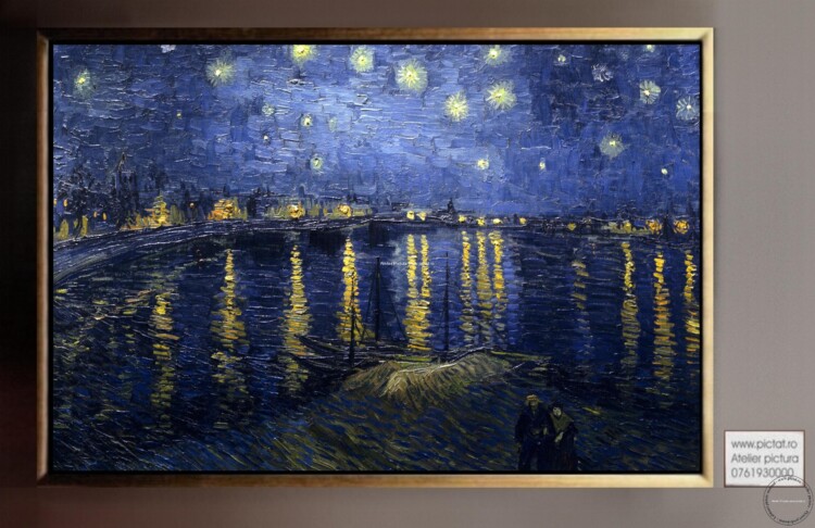 Tablou pictat Peisaj Noaptea Instelata peste Rhone Pictor Vincent Van Gogh