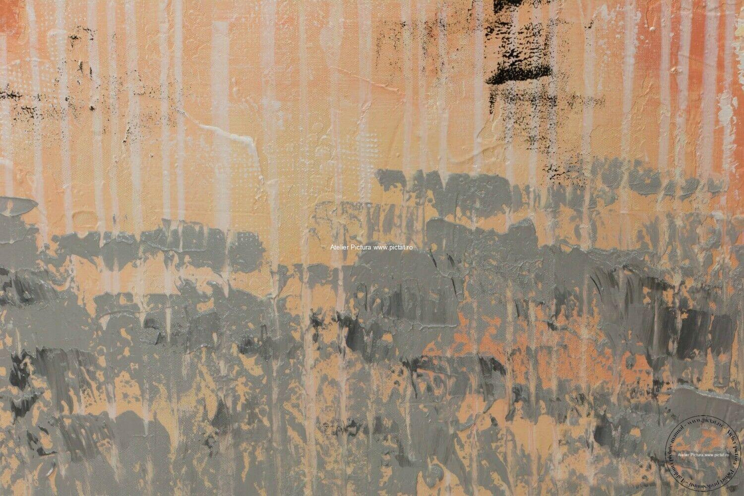 Tablouri pictate manual Tablou abstract modern auriu in cutit foita de aur - imagine 6