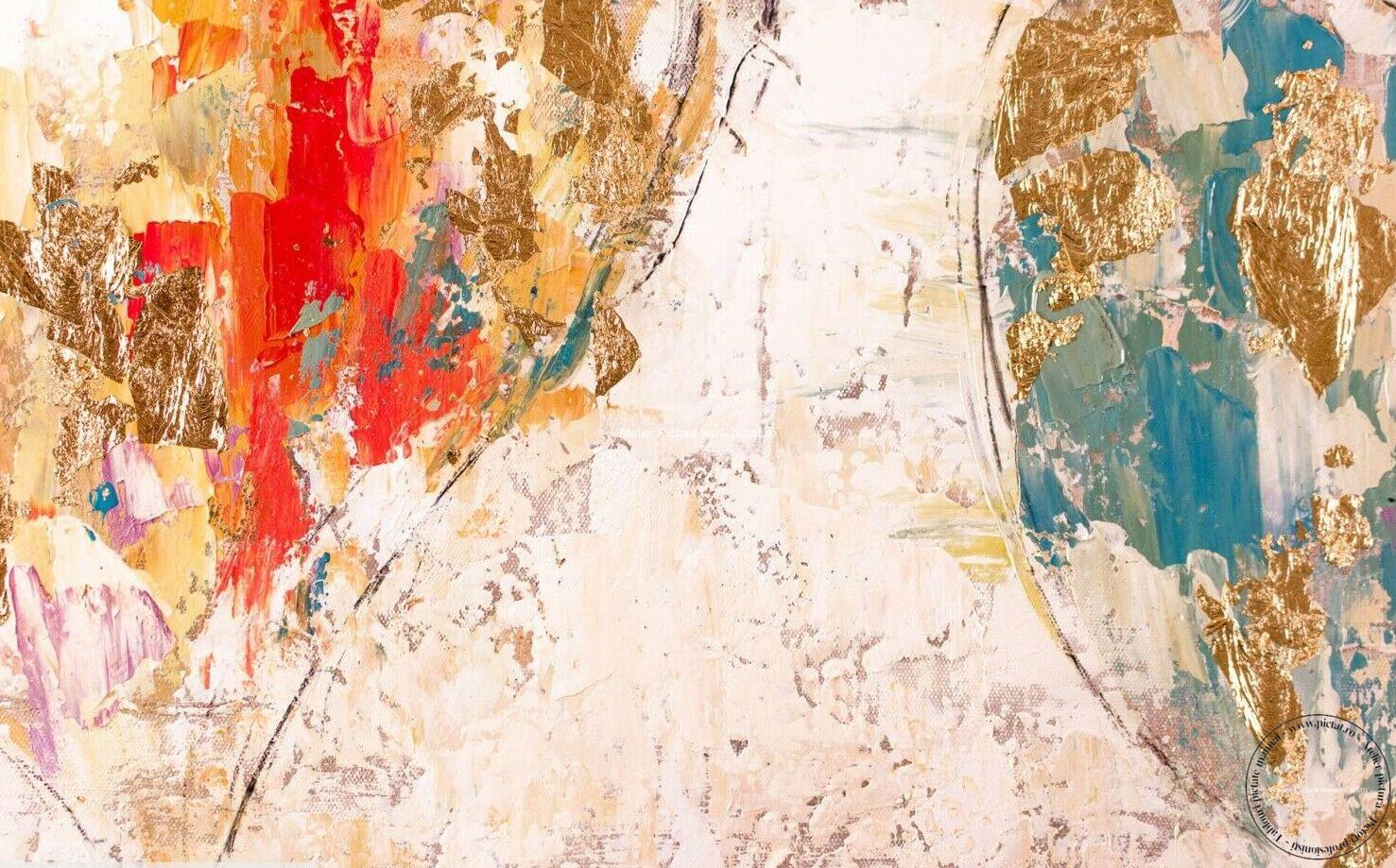 Tablouri pictate manual Tablou abstract modern in cutit cu inimioare - imagine 4