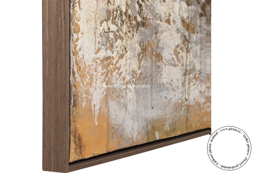 Tablouri pictate manual Tablou abstract modern auriu alb foita de aur - imagine 4