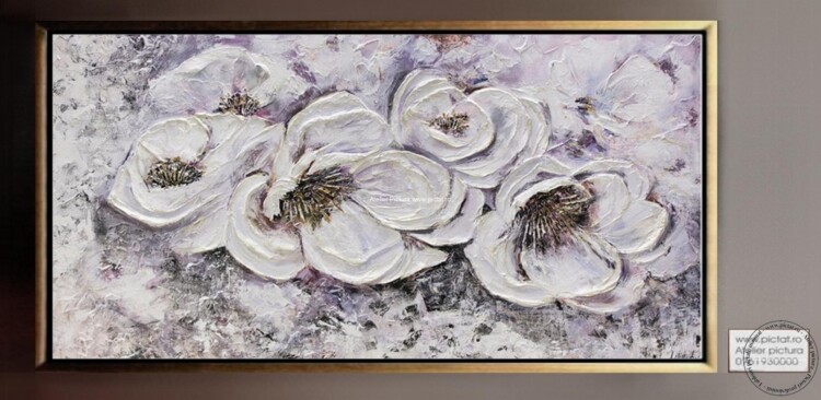 Tablouri pictate manual, Tablou cu flori de magnolii, Tablou Abstract Floral