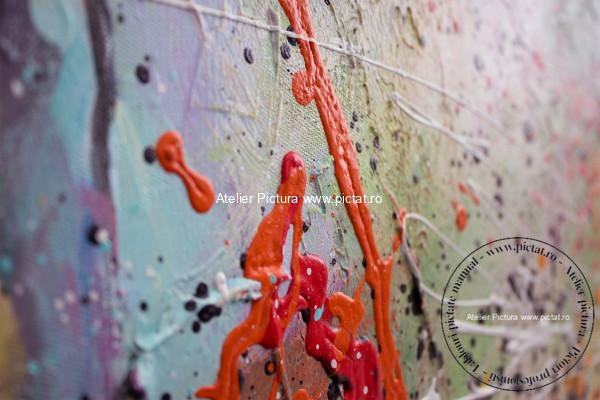 Tablouri pictate manual, Tablou girafe, tablou abstract modern multicolor - imagine 2