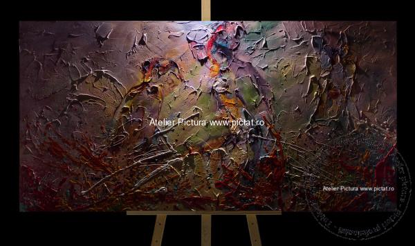 Tablouri pictate manual, Tablou girafe, tablou abstract modern multicolor - imagine 4