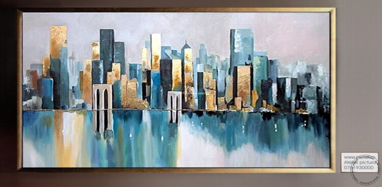 Tablouri pictate manual, Tablou peisaj urban New York Tablou abstract