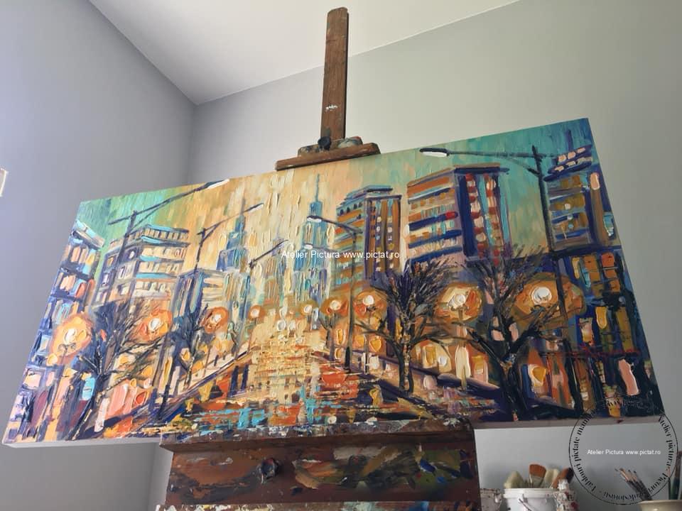 Tablou peisaj urban, Pictura in cutit (1)