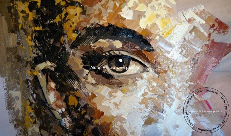 Tablouri pictate manual Pictura in cutit, portret personalizat portret abstract - imagine 2
