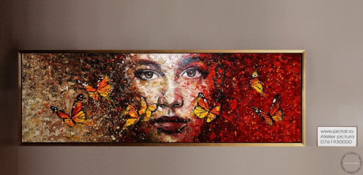 Tablouri pictate manual Pictura in cutit, portret personalizat portret abstract